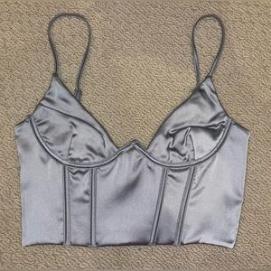 White Fox Silver Acacia Bustier Top — Size Small